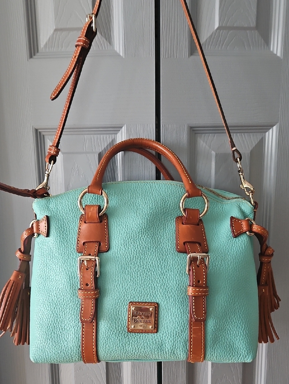 Dooney & Bourke Aqua Pebble Leather Bristol Satchel